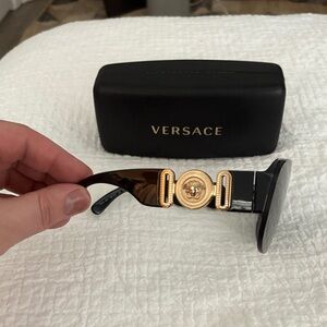 Versace Women's /mens  Sunglasses with Black Frame and Gold Detailing